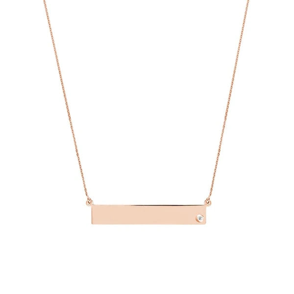 Adjustable 18' Bar Necklace with 2pt Diamond