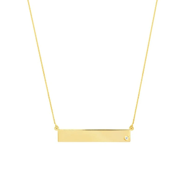 Adjustable 18' Bar Necklace with 2pt Diamond