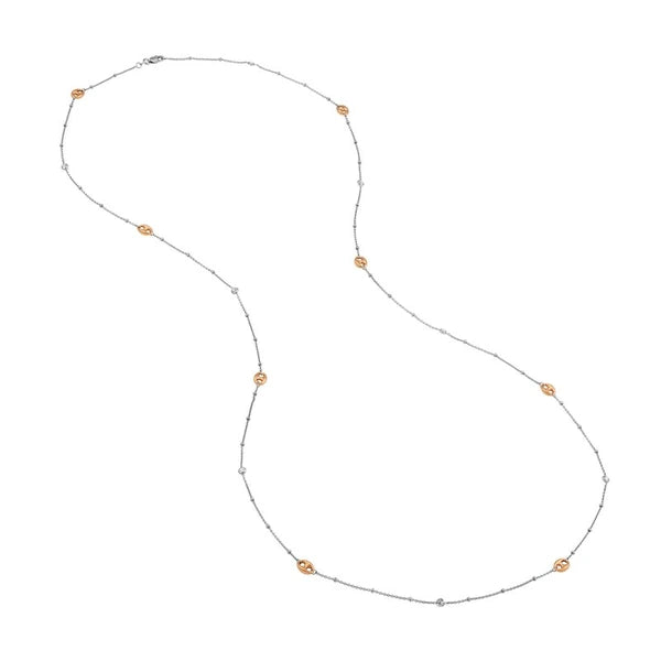 Sterling Silver CZ and Mariner Link Station Long Necklace