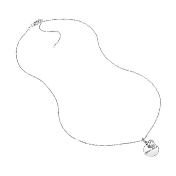 Sterling Silver Grandma Disk-Heart Necklace