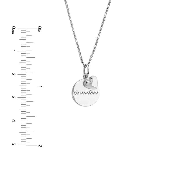 Sterling Silver Grandma Disk-Heart Necklace