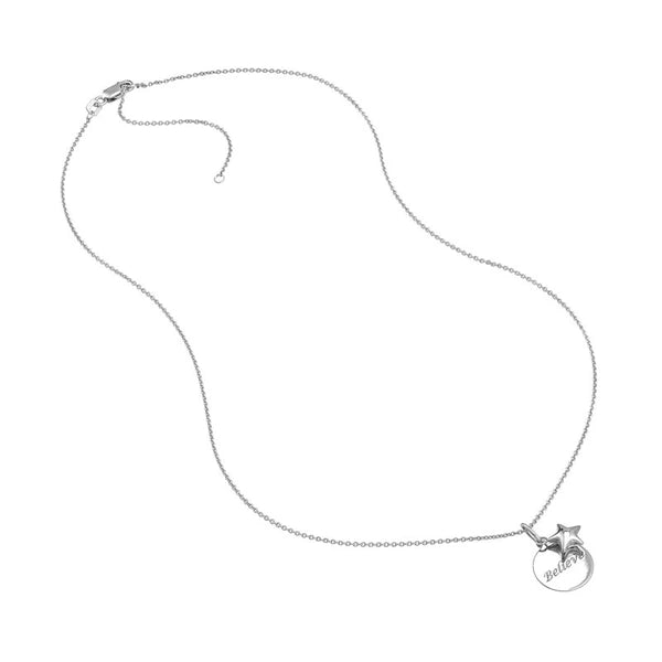 Sterling Silver Believe Disk-Star Necklace