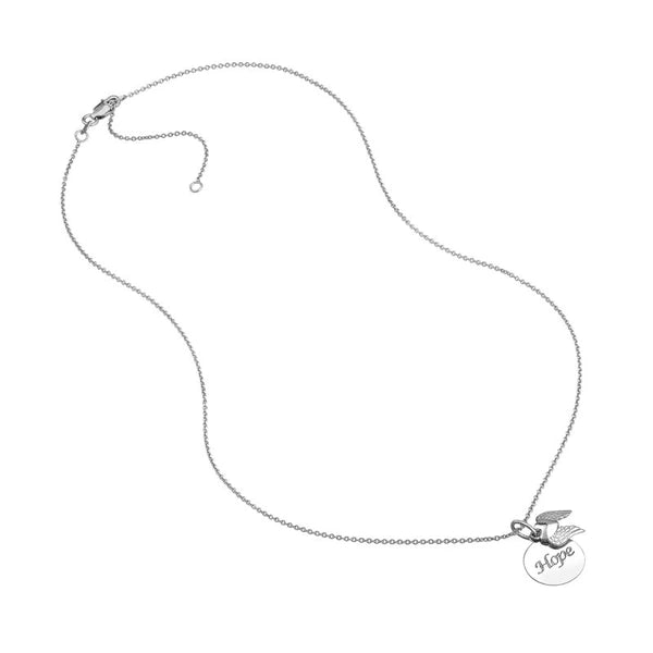 Sterling Silver Hope Disk-Wings Necklace