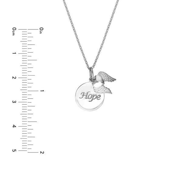 Sterling Silver Hope Disk-Wings Necklace