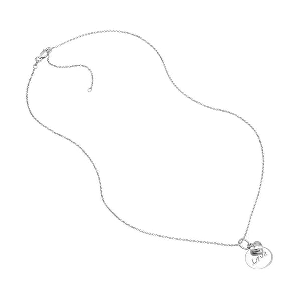 Sterling Silver Love Disk-Heart Necklace