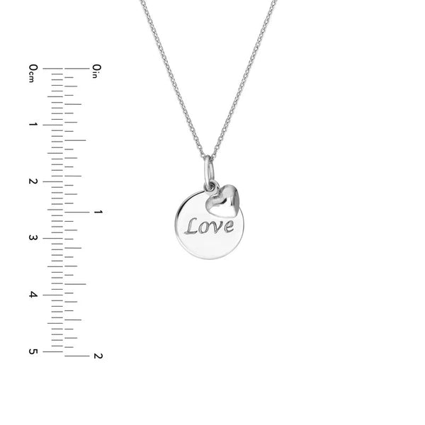 Sterling Silver Love Disk-Heart Necklace