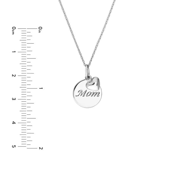 Sterling Silver Mom Disk- Heart Necklace