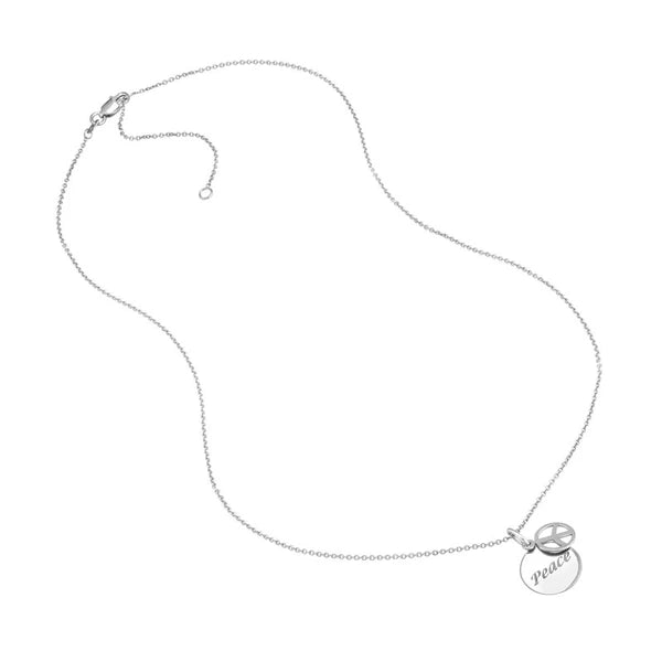 Sterling Silver Peace Disc Necklace with Peace Sign