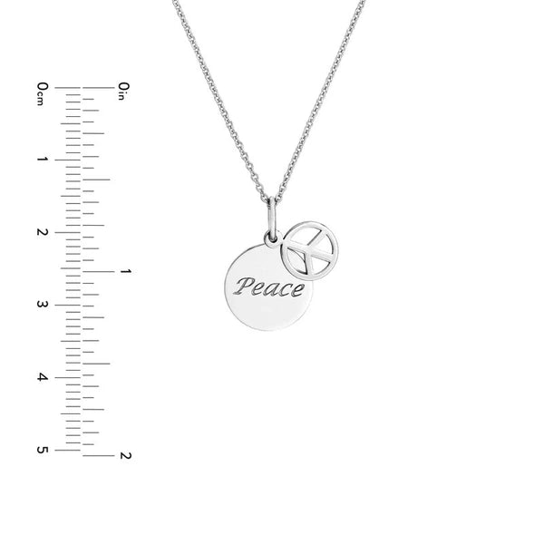 Sterling Silver Peace Disc Necklace with Peace Sign