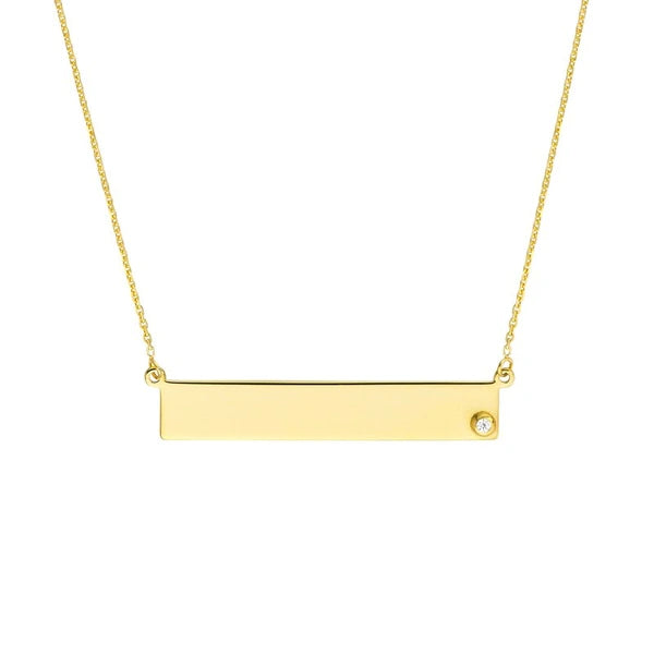 Bar Necklace in Plated Sterling Silver with CZ
