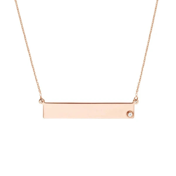 Bar Necklace in Plated Sterling Silver with CZ
