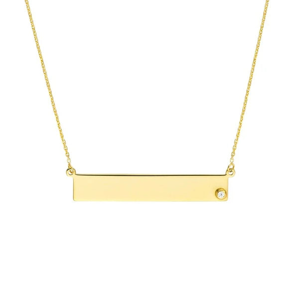 Bar Necklace in Plated Sterling Silver with CZ