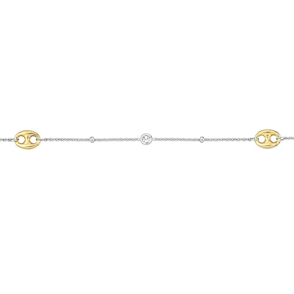 Sterling Silver and Plated Link and CZ Anklet