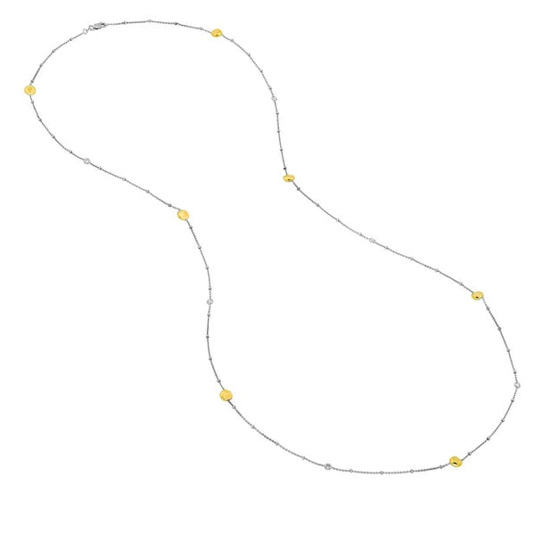 Long And Lovely Yellow/White Bead Station Necklace