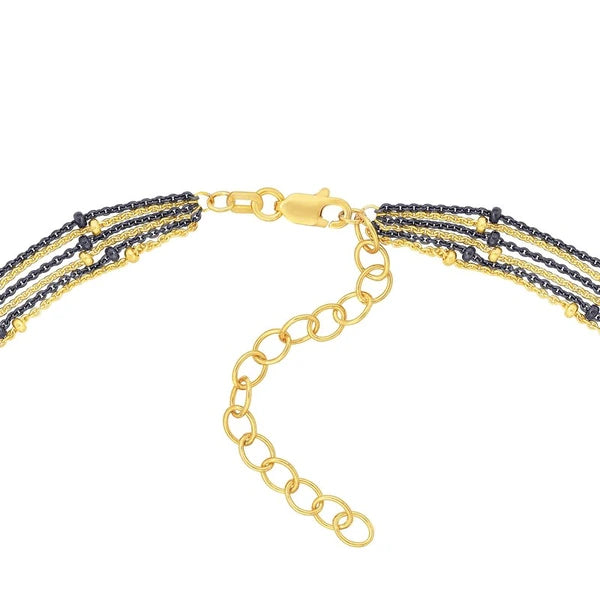 Sterling Silver/Yellow Multi-Strand Saturn Chain Necklace
