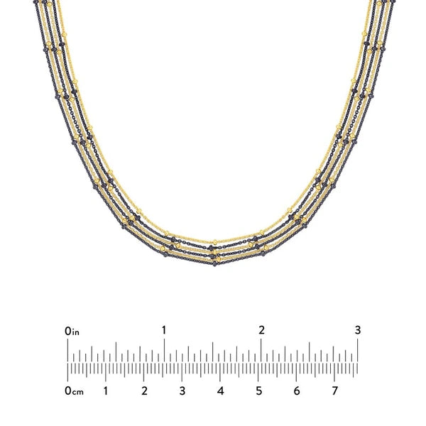 Sterling Silver/Yellow Multi-Strand Saturn Chain Necklace