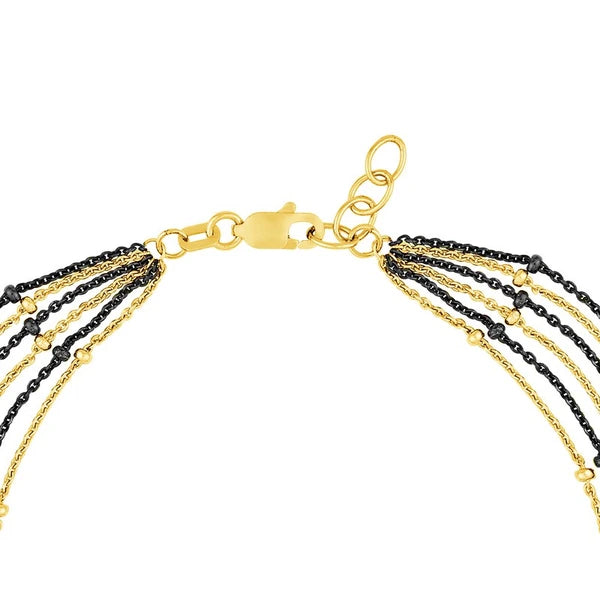 Sterling Silver/Yellow Multi-Strand Saturn Chain Bracelet