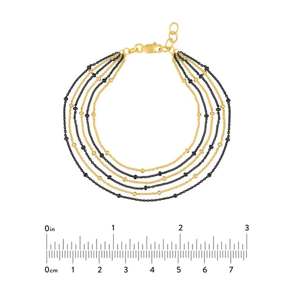 Sterling Silver/Yellow Multi-Strand Saturn Chain Bracelet