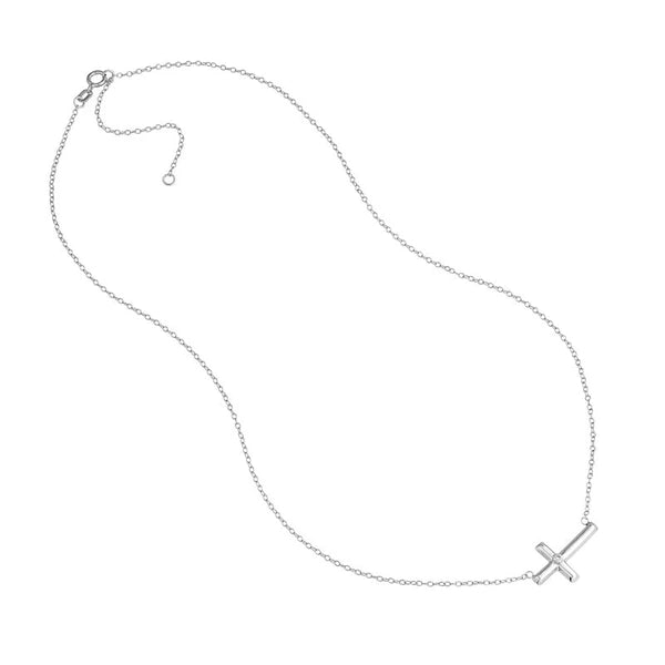 Plated Sterling Silver Diamond E2W Cross Necklace