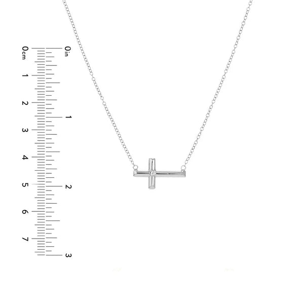 Plated Sterling Silver Diamond E2W Cross Necklace