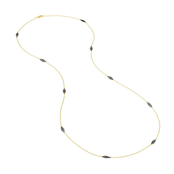 Sterling Silver Oval Filigree Stations Long Necklace
