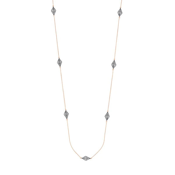 Sterling Silver Kite-Shaped Filigree Stations Long Necklace