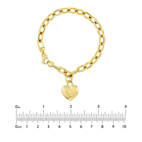 Heart Charm on Oval Rolo Chain Bracelet