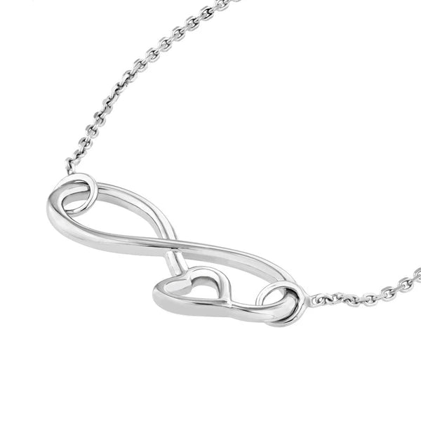 Sterling Silver Infinity Symbol Heart Adjustable Necklace