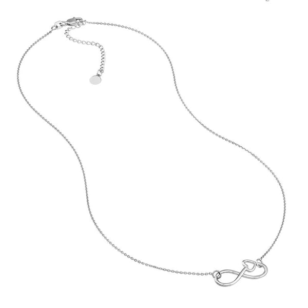 Sterling Silver Infinity Symbol Heart Adjustable Necklace