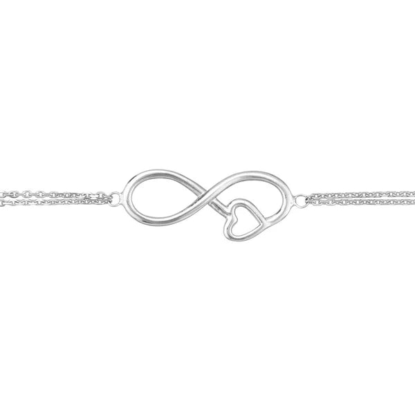 Sterling Silver Infinity Symbol Heart Adjustable Bracelet