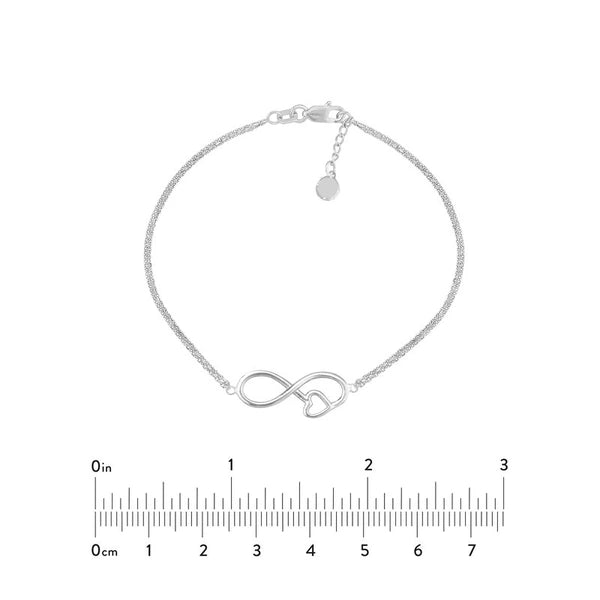 Sterling Silver Infinity Symbol Heart Adjustable Bracelet