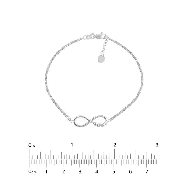 Sterling Silver Infinity Symbol Mom Adjustable Bracelet