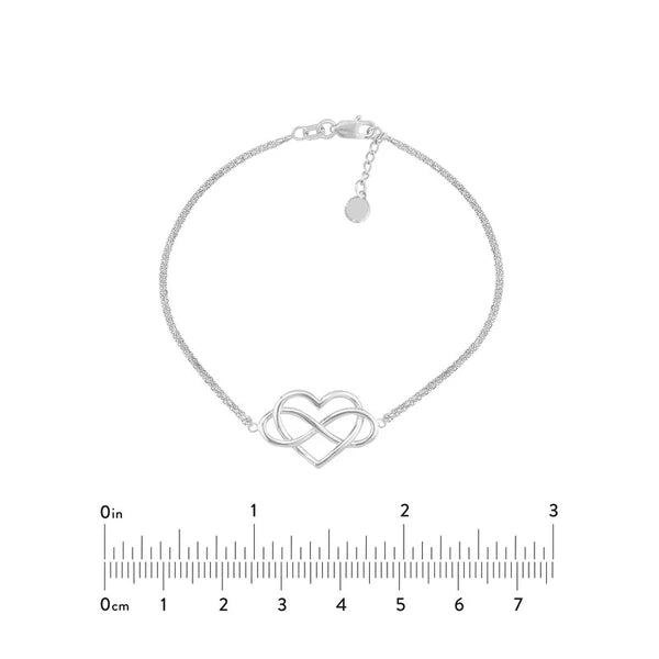 Sterling Silver Infinity in Heart Adjustable Bracelet