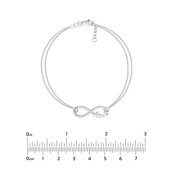 Plated Sterling Silver CZ Infinity Love Bracelet