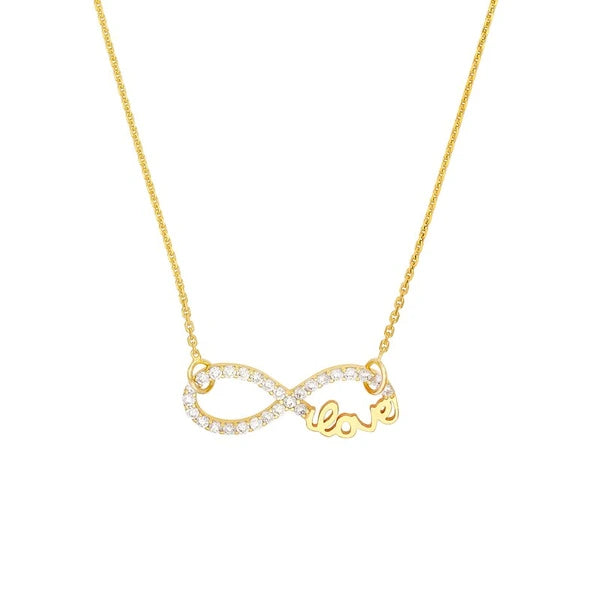 Plated Sterling Silver CZ Infinity Love Necklace