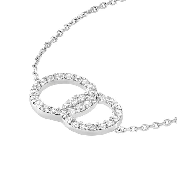 Sterling Silver CZ Interlocking Circles Necklace