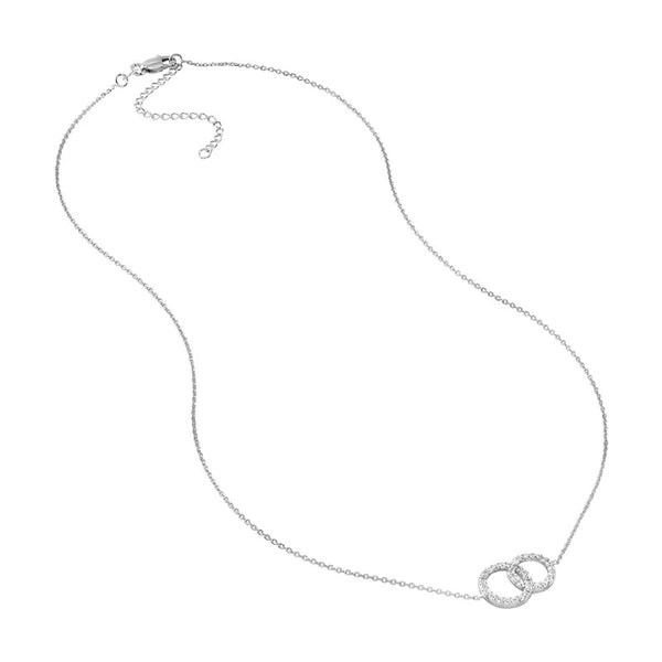 Sterling Silver CZ Interlocking Circles Necklace