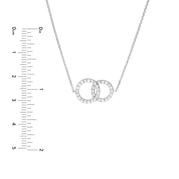 Sterling Silver CZ Interlocking Circles Necklace