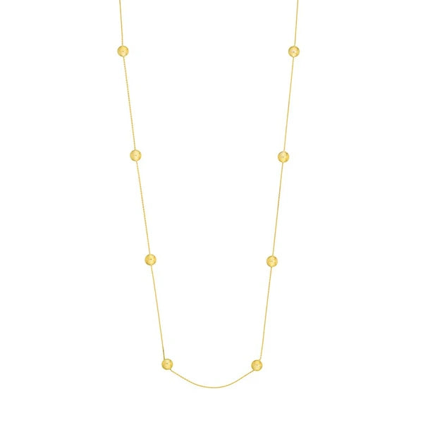 Sterling Silver Polished Bead Station Long Necklace