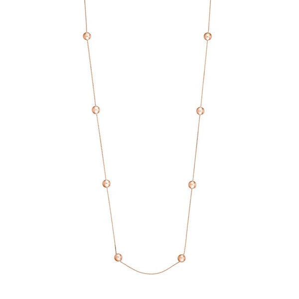 Sterling Silver Polished Bead Station Long Necklace