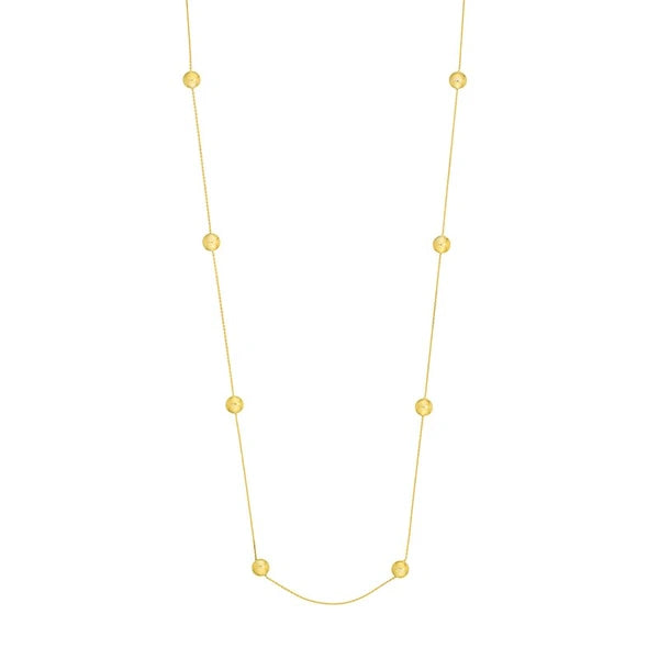 Sterling Silver Polished Bead Station Long Necklace