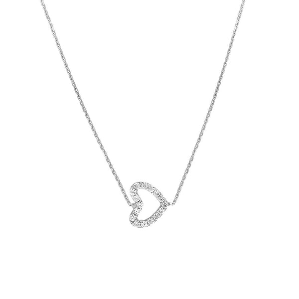 Sideways Mini CZ Heart Adjustable Necklace
