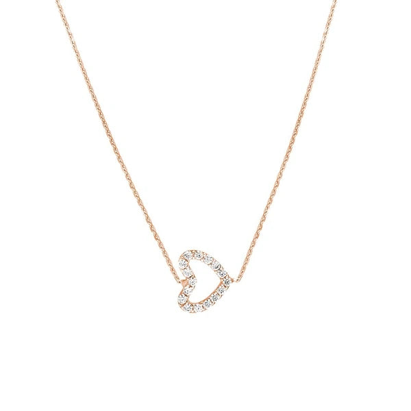 Sideways Mini CZ Heart Adjustable Necklace