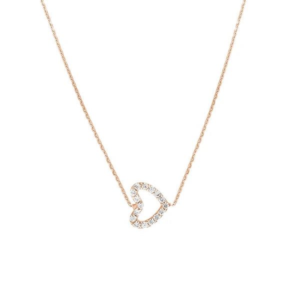 Sideways Mini CZ Heart Adjustable Necklace