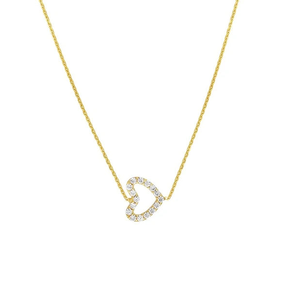 Sideways Mini CZ Heart Adjustable Necklace