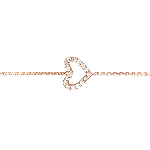 Sideways Mini CZ Heart Adjustable Bracelet