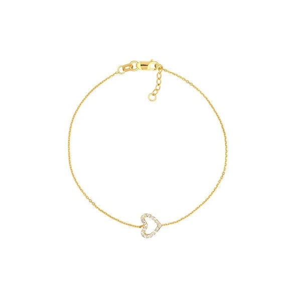 Sideways Mini CZ Heart Adjustable Bracelet