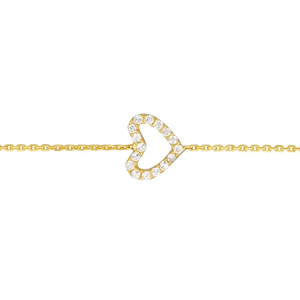Sideways Mini CZ Heart Adjustable Bracelet