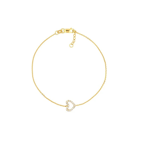 Sideways Mini CZ Heart Adjustable Bracelet
