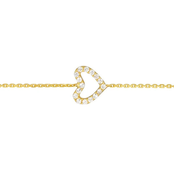 Sideways Mini CZ Heart Adjustable Bracelet